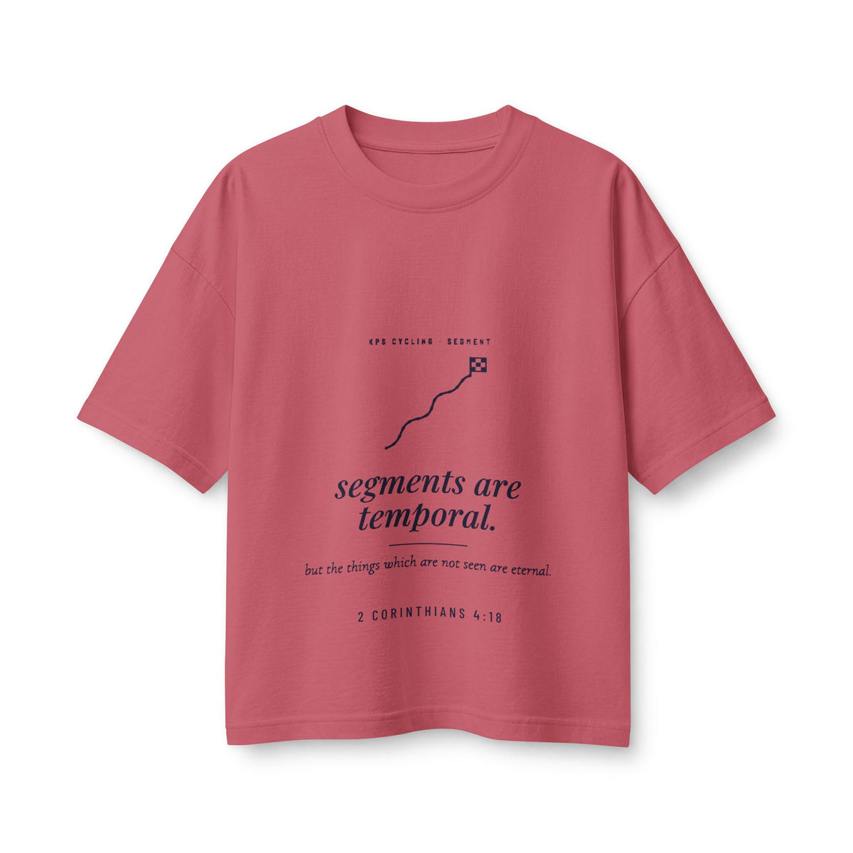 Segments Are Temporal Women's Boxy Tee, Vintage Red, front view, SEGMENTS ARE TEMPORAL. 2 Corinthians 4:18 (KJV)