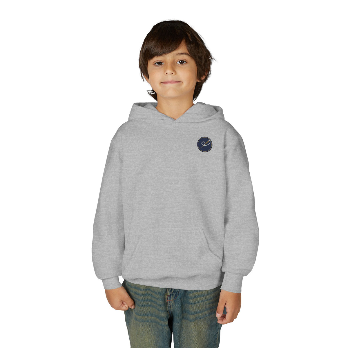 Child of God Youth Hoodie, kids' hoodie, Sport Grey, front view, worn by a child, A CHILD OF GOD… STILL ASKING “ARE WE THERE YET?”, 1 John 3:2 (KJV)