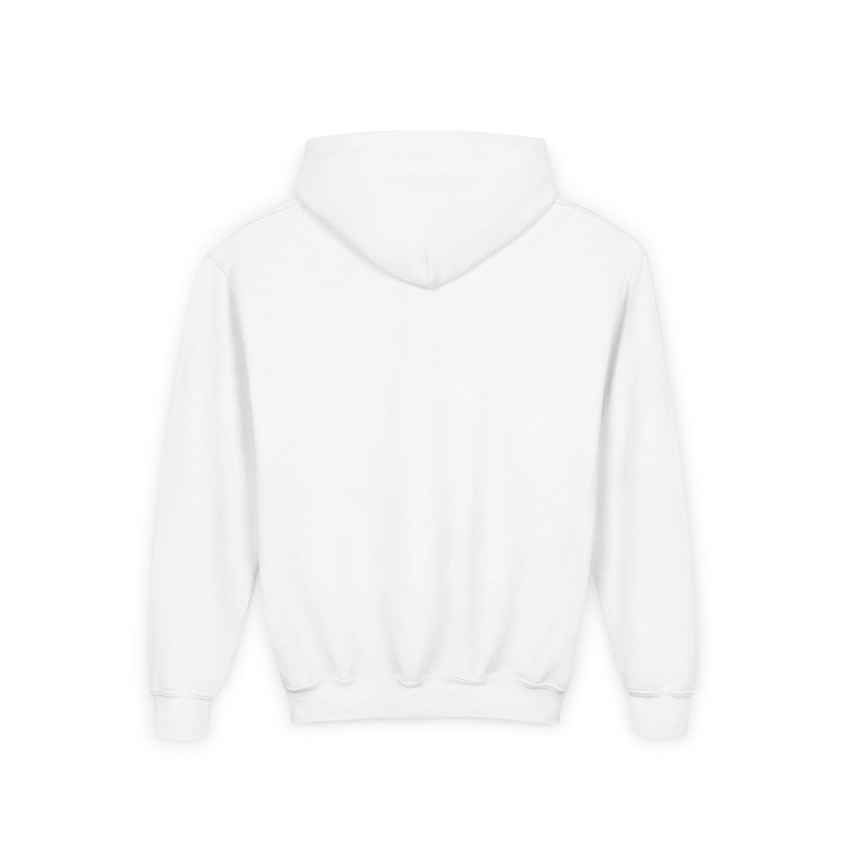 Pedal and Not Be Weary Youth Hoodie, White, back view, PEDAL AND NOT BE WEARY. Isaiah 40:31 (KJV)