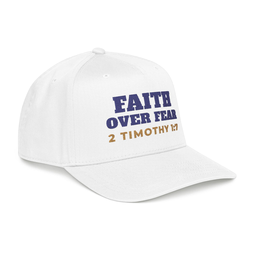 Faith Over Fear Cap, cap, White, right side view, FAITH OVER FEAR., 2 Timothy 1:7 (KJV)