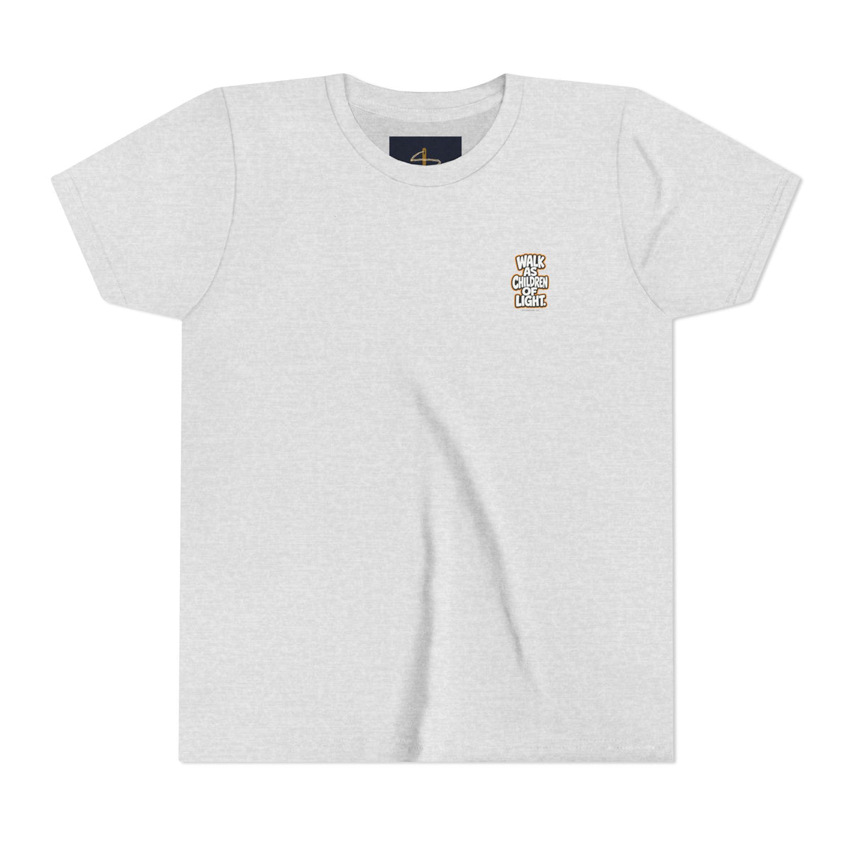 Children of Light Youth Tee, kids' t-shirt, Ash, front view, WALK AS CHILDREN OF LIGHT., Ephesians 5:8 (KJV)