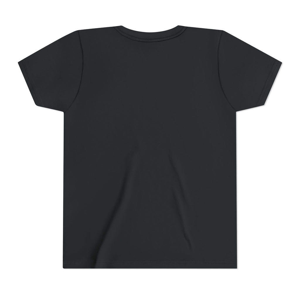One Lord, Two Training Wheels Youth Tee, Vintage Black, back view, ONE LORD. TWO TRAINING WHEELS. Ephesians 4:5 (KJV)