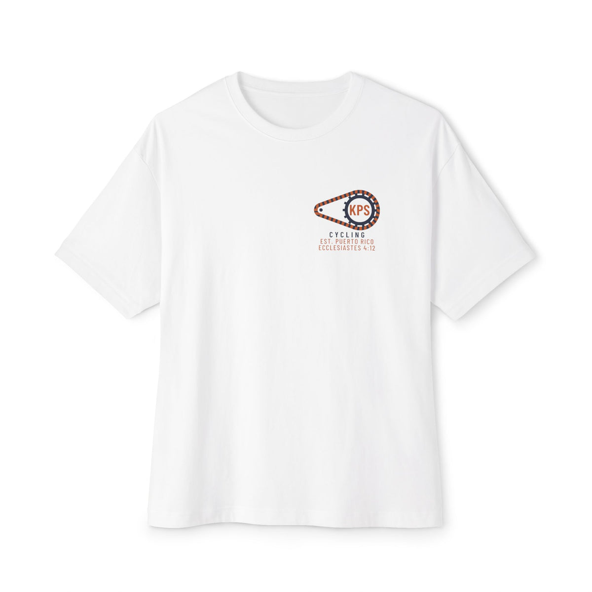 Night Ride Cycling Tee, White, front view, NIGHT RIDE. (FRONT LIGHT. REAR LIGHT. TRUE LIGHT.) Psalm 119:105 (KJV)