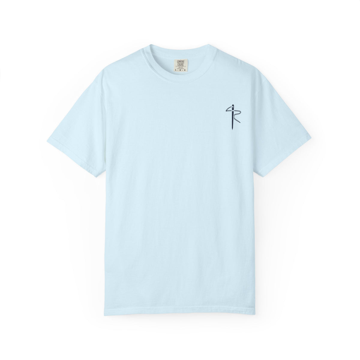 Blessed & Barreled Surf Tee, Chambray, front view, BLESSED & BARRELED. Psalm 118:24 (KJV)