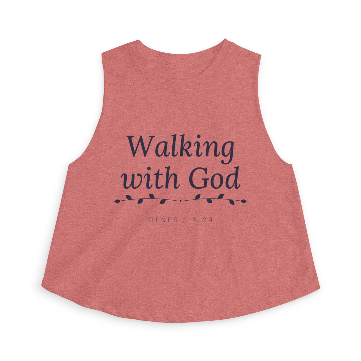 Walking With God Crop Tank, crop tank, Heather Mauve, front view, WALKING WITH GOD., Genesis 5:24 (KJV)