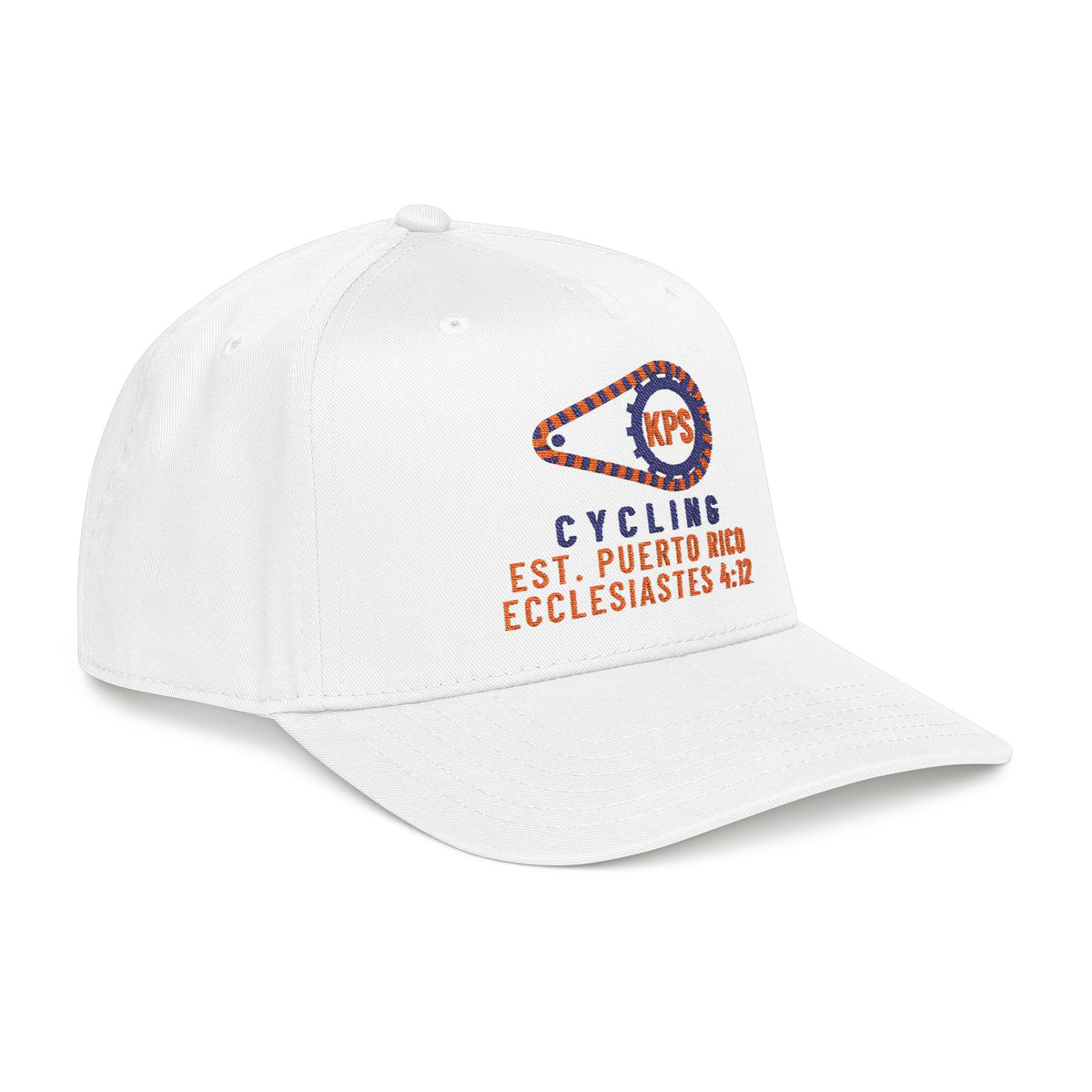 KPS Cycling Club Cap, White, side view, KPS CYCLING CLUB., Ecclesiastes 4:12 (KJV)