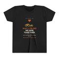 Wait For Me! We Ride Together Youth Tee, Black, front view, WAIT FOR ME! WE RIDE TOGETHER. Ecclesiastes 4:12 (KJV)
