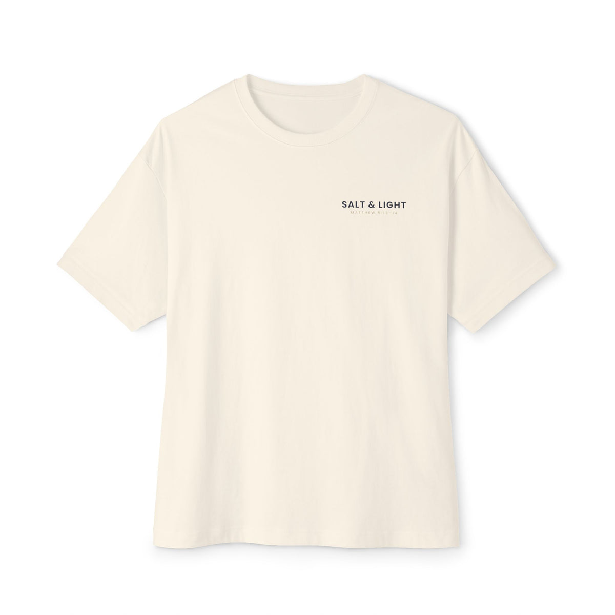 Salt & Light Boxy Tee, t-shirt, Natural, front view, SALT & LIGHT., Matthew 5:13–14 (KJV)