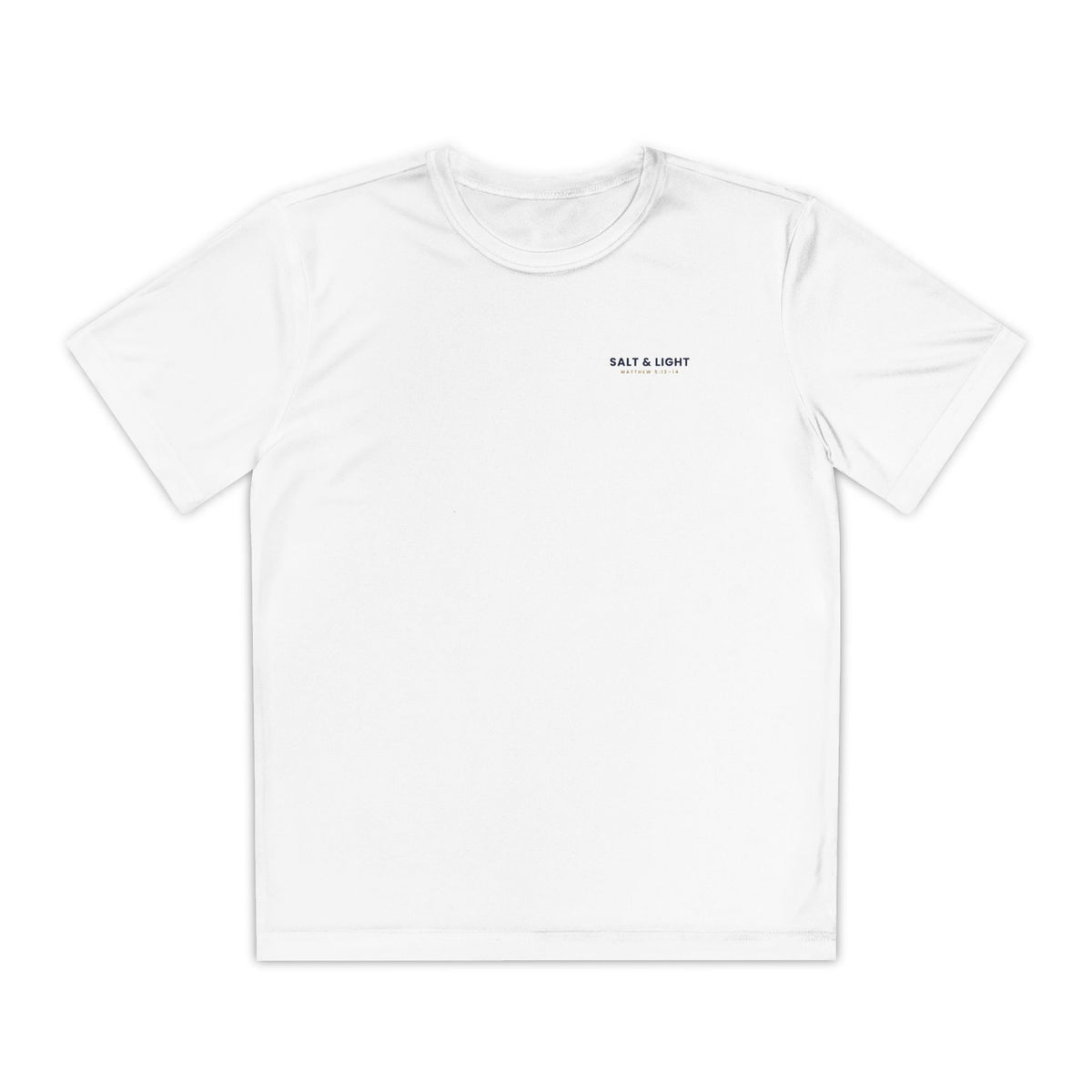 Salt & Light Youth Tee, kids' t-shirt, White, front view, SALT & LIGHT., Matthew 5:13–14 (KJV)