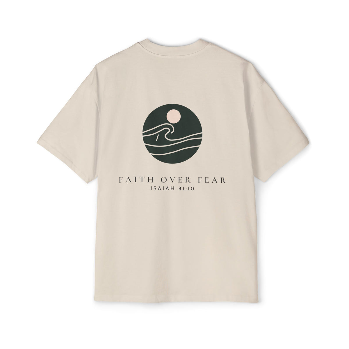 Faith Over Fear Tee, t-shirt, Ecru, back view, FAITH OVER FEAR., Isaiah 41:10 (KJV)
