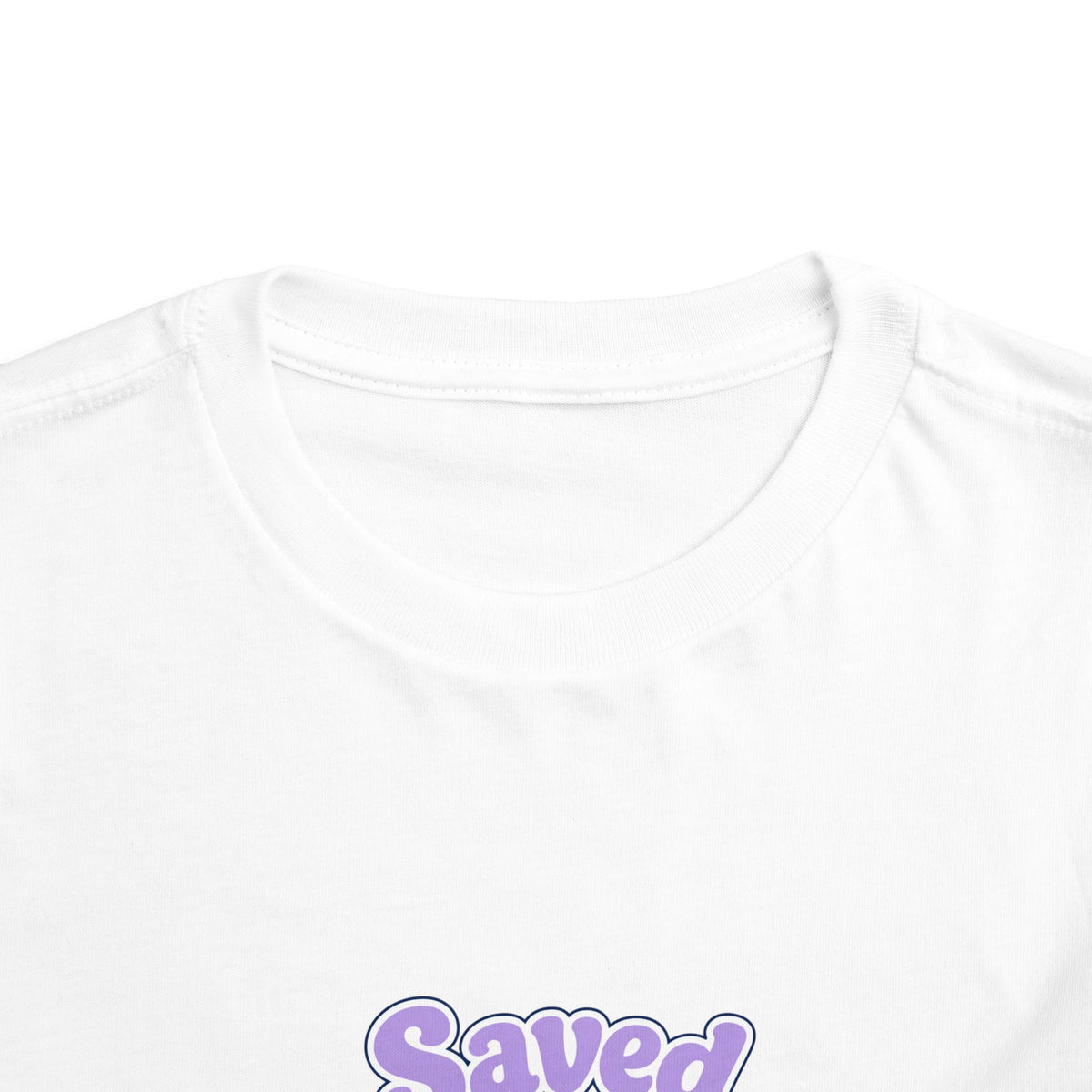 Saved But Still Tired Toddler Tee, toddler t-shirt, White, fabric close-up, SAVED BUT STILL TIRED., Matthew 11:28 (KJV)