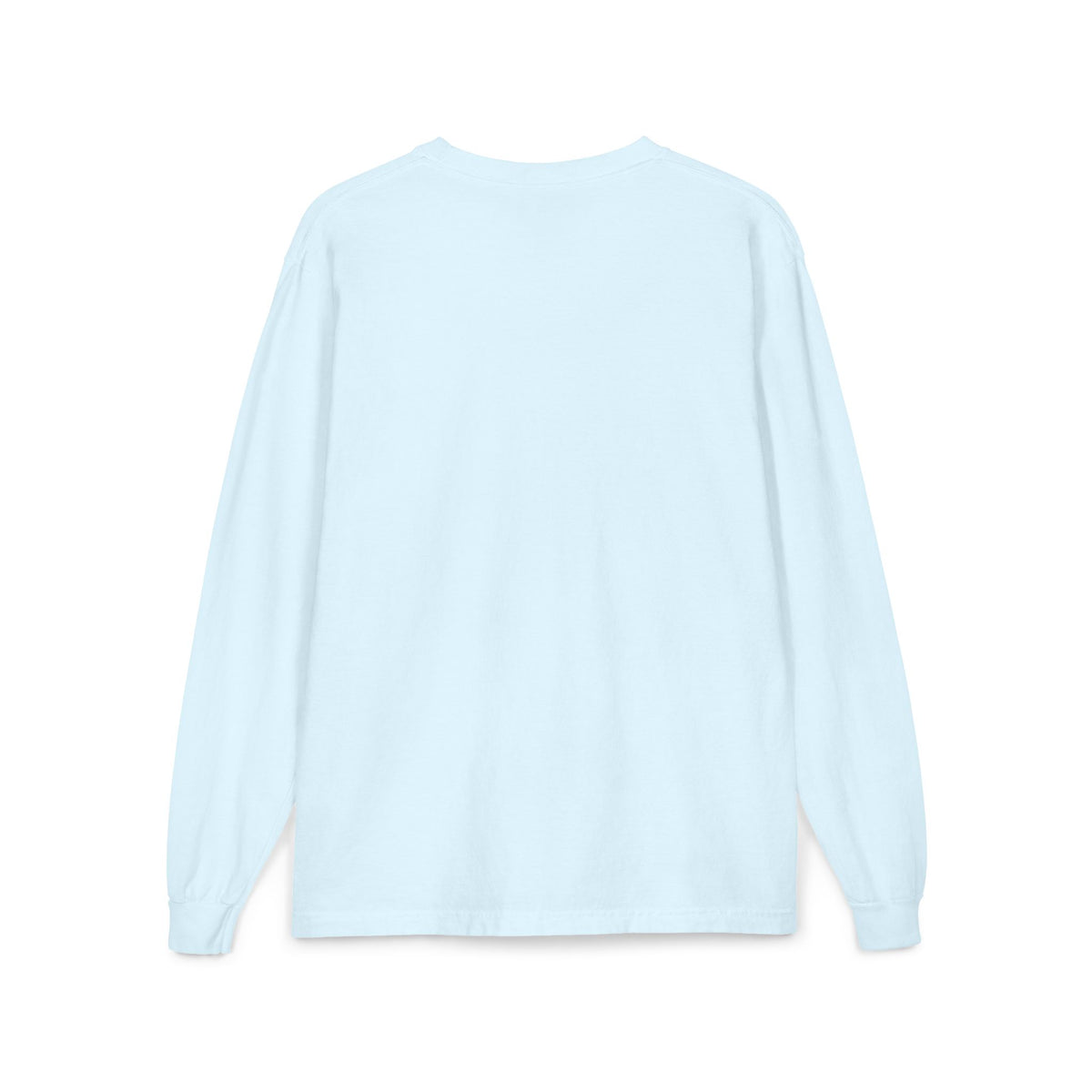 Wave Pocket Long Sleeve, long-sleeve tee, Chambray, back view, blank, BE NOT AFRAID., Joshua 1:9 (KJV)