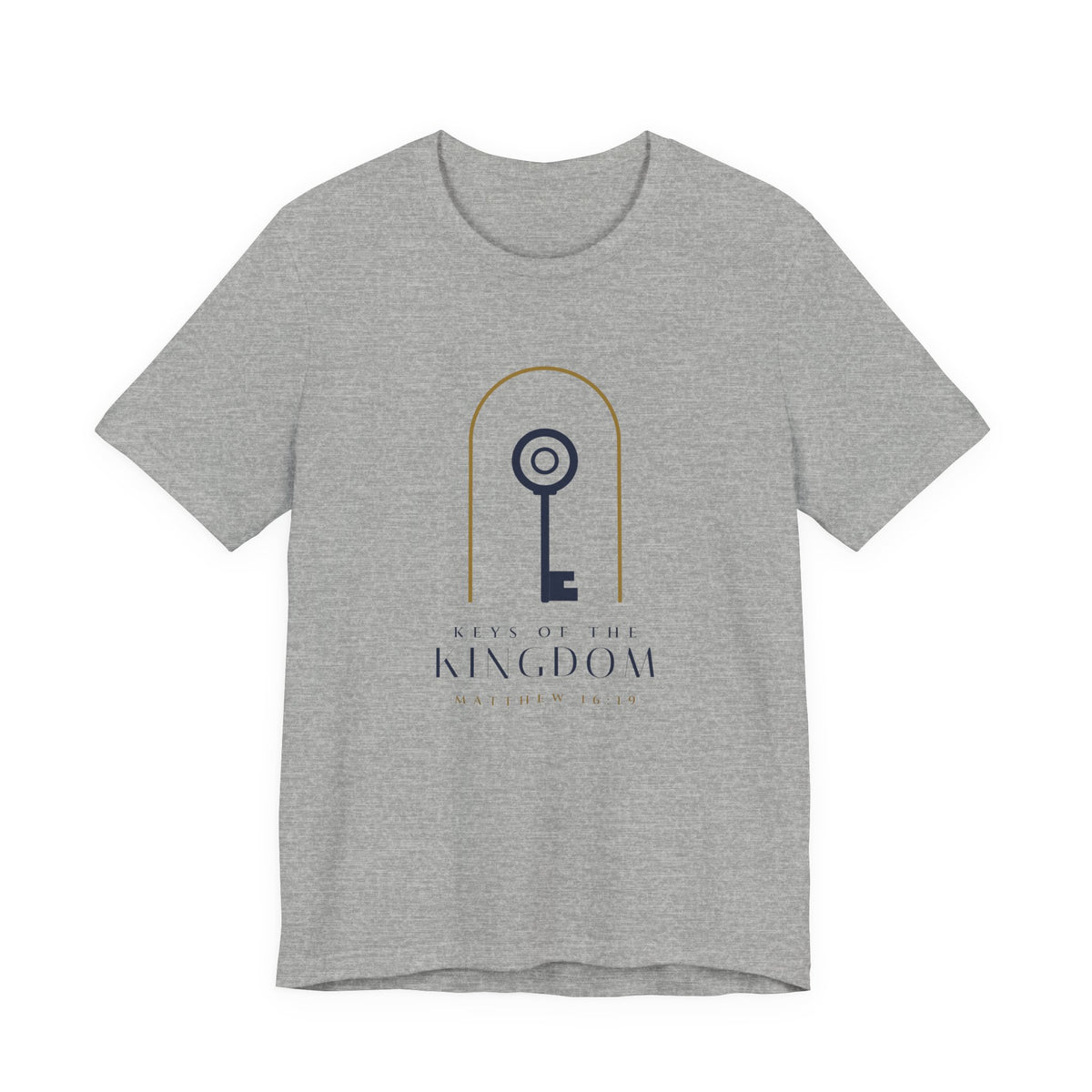 Keys of the Kingdom Tee, t-shirt, Athletic Heather, front view, KEYS OF THE KINGDOM., Matthew 16:19 (KJV)
