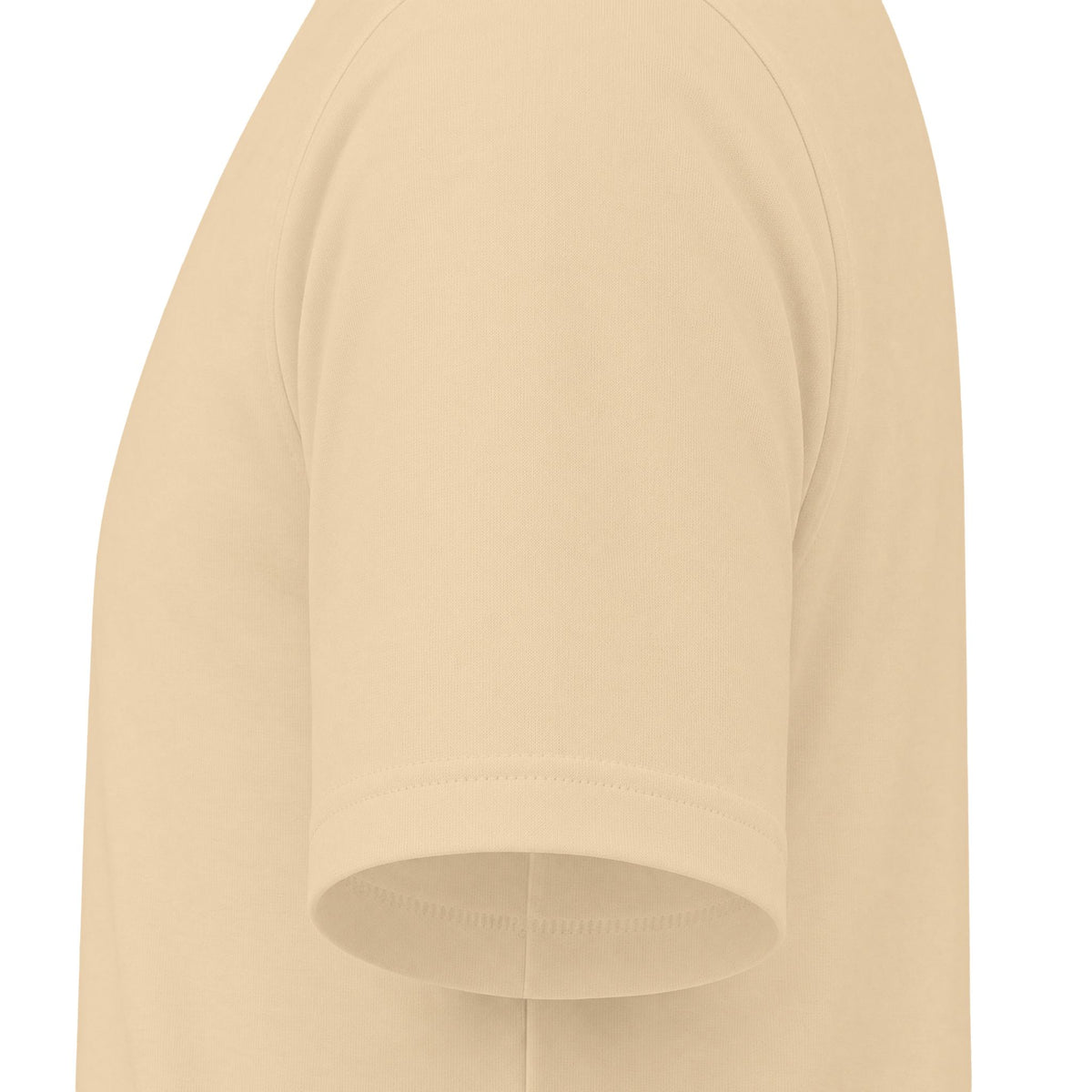 In The Beginning Women's Fitted Tee, women's fitted t-shirt, Soft Cream, sleeve close-up