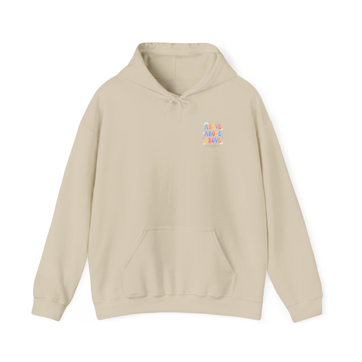 Things Above Hoodie, hoodie, Sand, front view, THINGS ABOVE., Colossians 3:2 (KJV)
