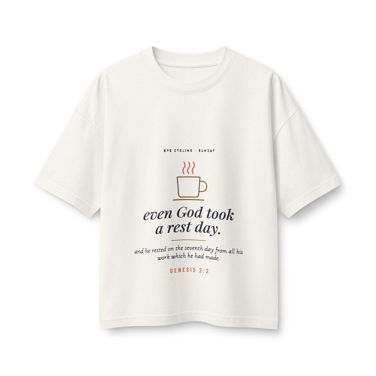 Even God Took a Rest Day Women's Boxy Tee, Vintage White, front view, EVEN GOD TOOK A REST DAY. Genesis 2:2 (KJV)