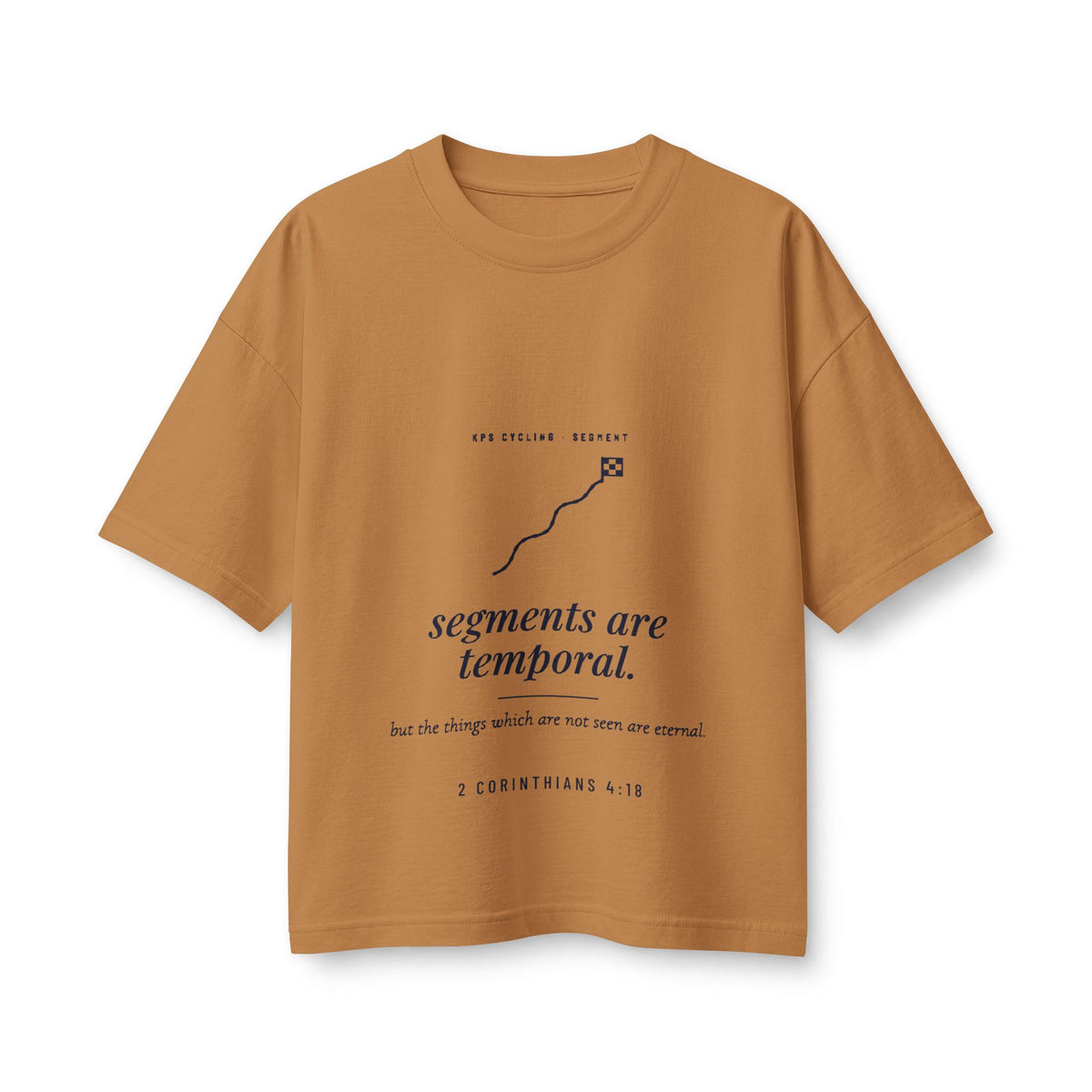 Segments Are Temporal Women's Boxy Tee, Toast, front view, SEGMENTS ARE TEMPORAL. 2 Corinthians 4:18 (KJV)