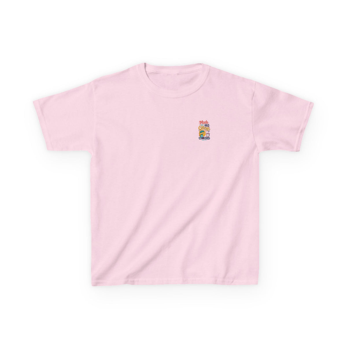 His Glory Kids Tee, kids' t-shirt, Light Pink, front view, MADE FOR HIS GLORY… NOT FOR MORNINGS., Isaiah 43:7 (KJV)