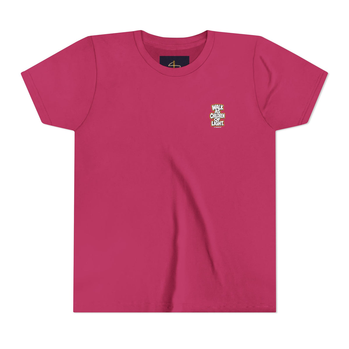 Children of Light Youth Tee, kids' t-shirt, Berry, front view, WALK AS CHILDREN OF LIGHT., Ephesians 5:8 (KJV)