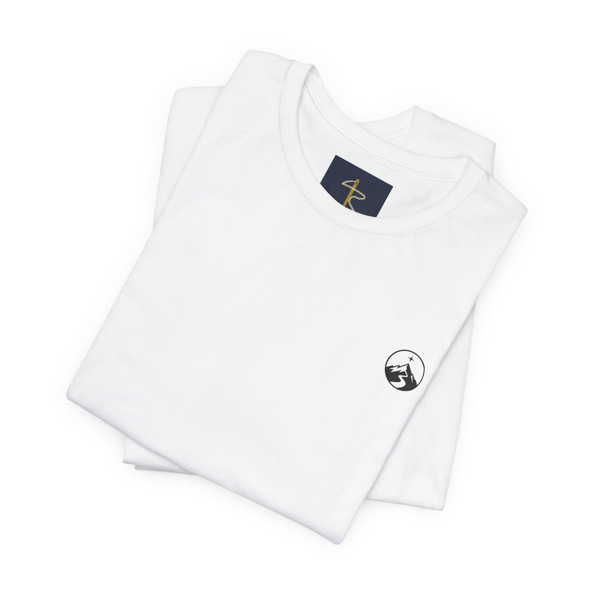 Mountain Trail Tee, t-shirt, White, folded, HE GUIDES MY TRAIL., Psalm 32:8 (KJV)