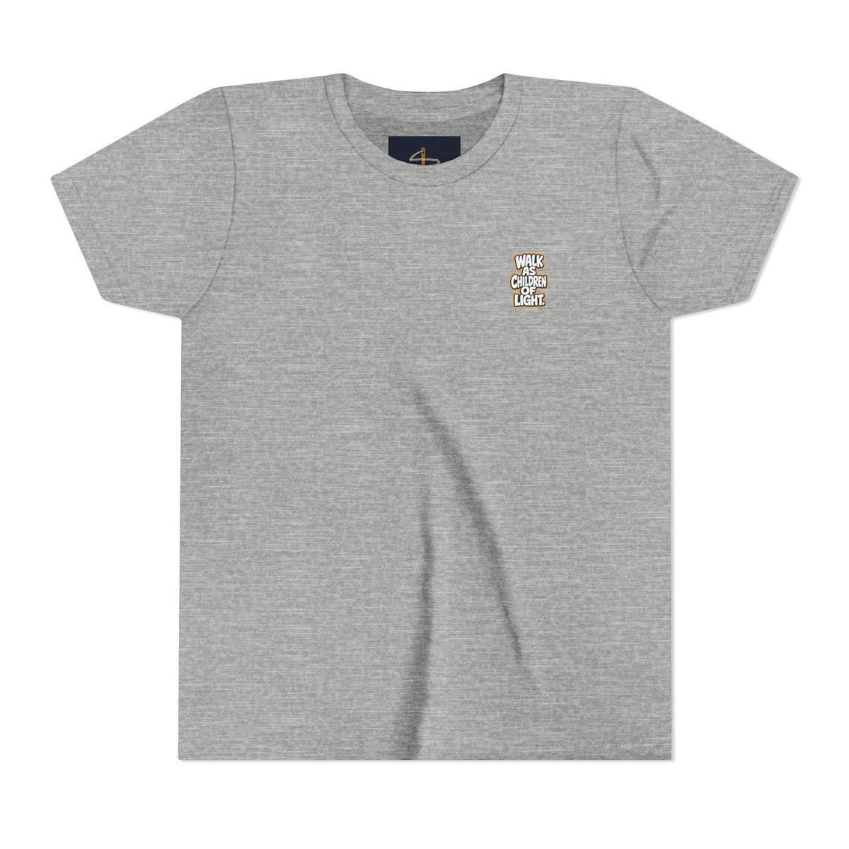 Children of Light Youth Tee, kids' t-shirt, Athletic Heather, front view, WALK AS CHILDREN OF LIGHT., Ephesians 5:8 (KJV)