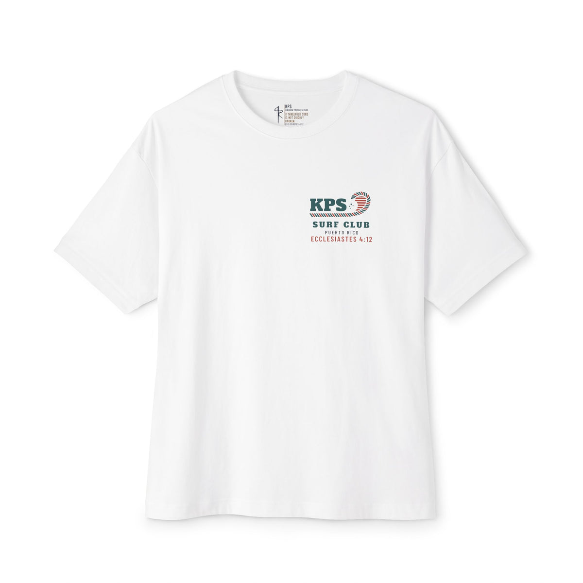 Dawn Patrol Surf Tee, White, front view, DAWN PATROL. (COFFEE OPTIONAL. REJOICING REQUIRED.), Psalm 118:24 (KJV)