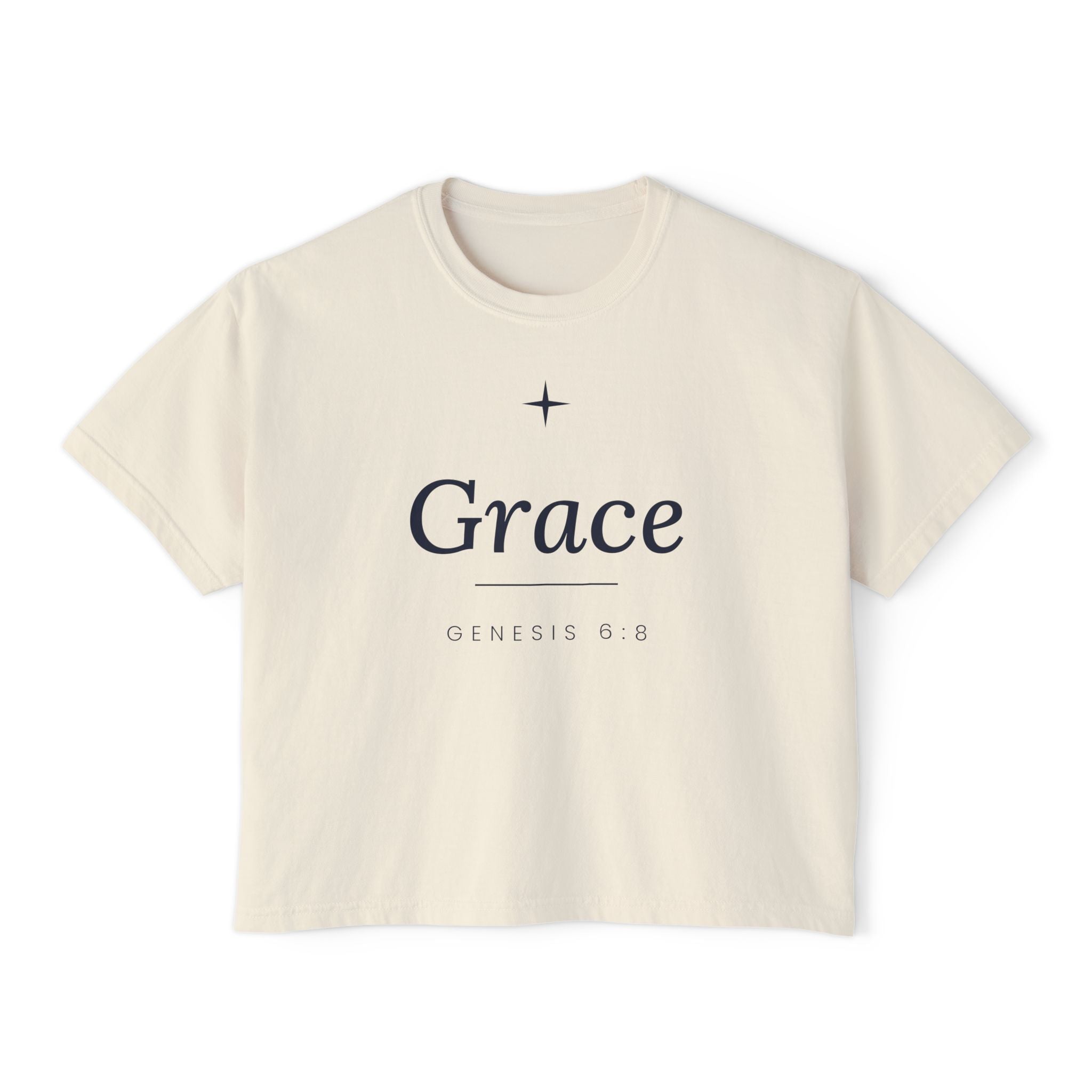 Grace Women's Boxy Tee – Genesis 6:8 Christian Tee | KPS