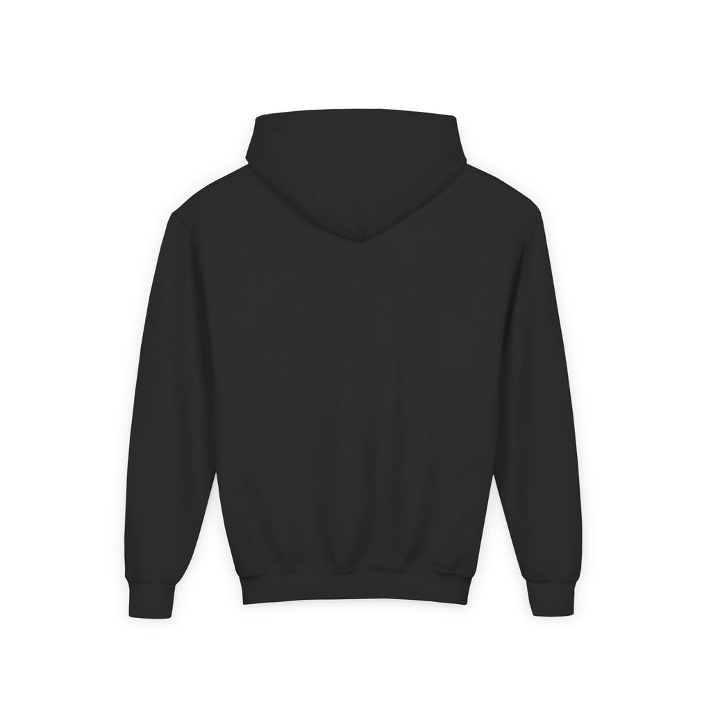 Be Strong Youth Hoodie, kids hoodie, Black, back view, BE STRONG., Joshua 1:9 (KJV)
