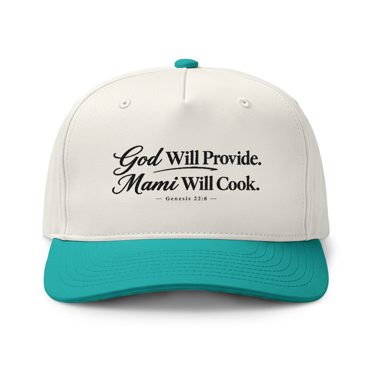 God Will Provide Cap, Natural/Charlotte, GOD WILL PROVIDE. MAMI WILL COOK., Genesis 22:8 (KJV)