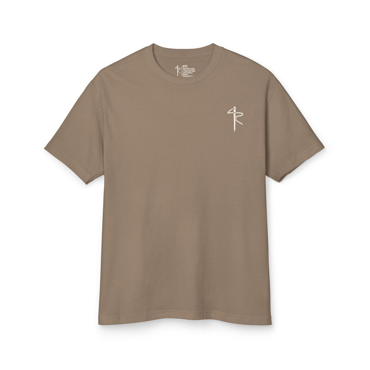 Seek Ye First Then the KOM Cycling Tee, Faded Brown, front view, SEEK YE FIRST. THEN THE KOM. Matthew 6:33 (KJV)