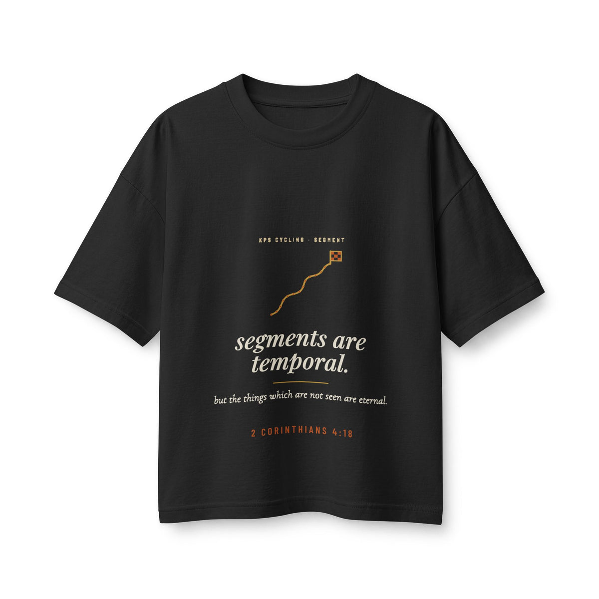 Segments Are Temporal Women's Boxy Tee, Vintage Black, front view, SEGMENTS ARE TEMPORAL. 2 Corinthians 4:18 (KJV)