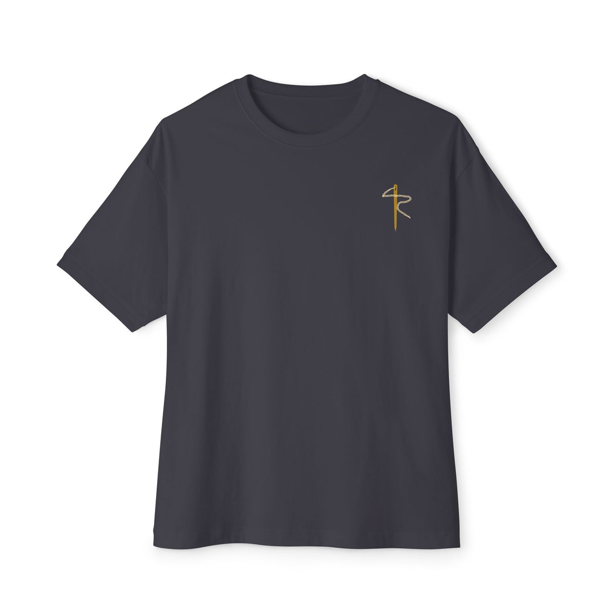 Low Watts High Faith Cycling Tee, Dark Grey, front view, LOW WATTS. HIGH FAITH. 2 Corinthians 12:9 (KJV)