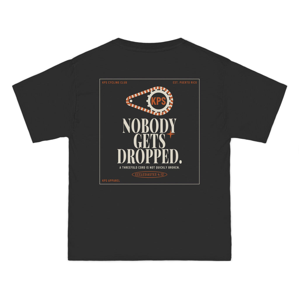 KPS Cycling Club Tee, Black, back view, KPS CYCLING CLUB. Ecclesiastes 4:12 (KJV)