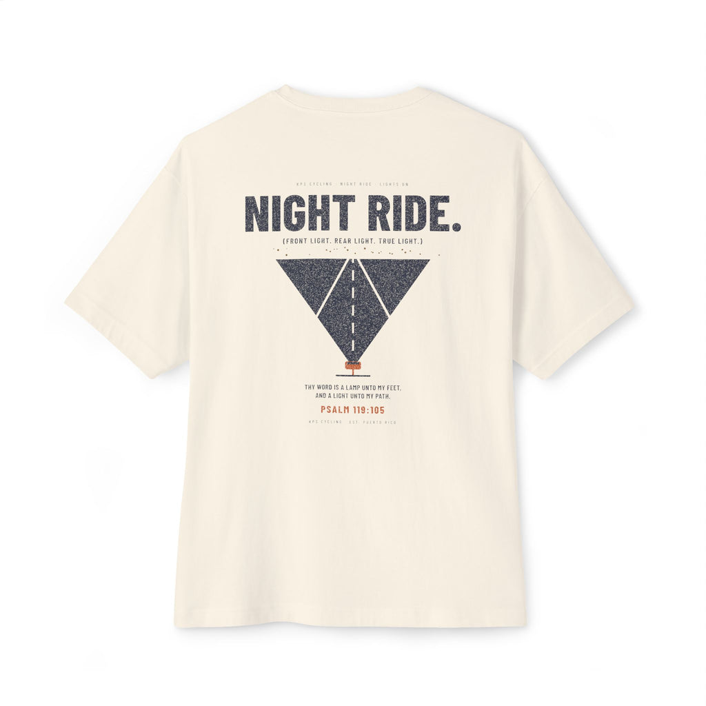 Night Ride Cycling Tee, Natural, back view, NIGHT RIDE. (FRONT LIGHT. REAR LIGHT. TRUE LIGHT.) Psalm 119:105 (KJV)