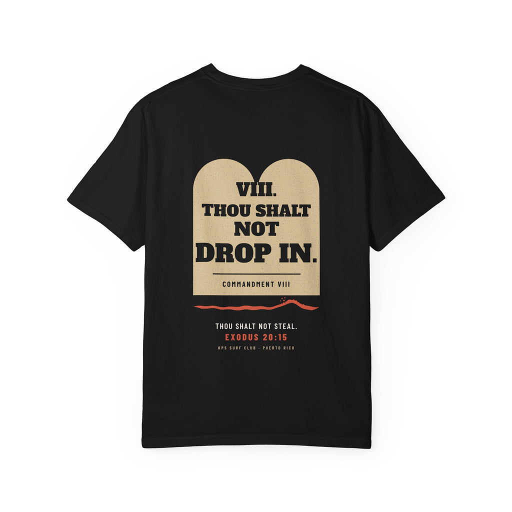 Thou Shalt Not Drop In Surf Tee, Black, back view, THOU SHALT NOT DROP IN. Exodus 20:15 (KJV)