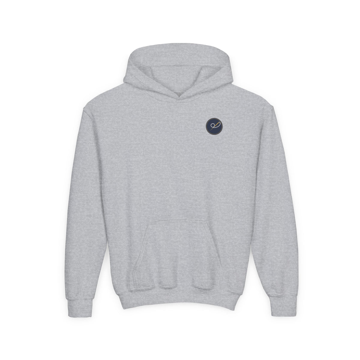 Child of God Youth Hoodie, kids' hoodie, Sport Grey, front view with small KPS badge on the chest, A CHILD OF GOD… STILL ASKING “ARE WE THERE YET?”, John 1:12 (KJV)