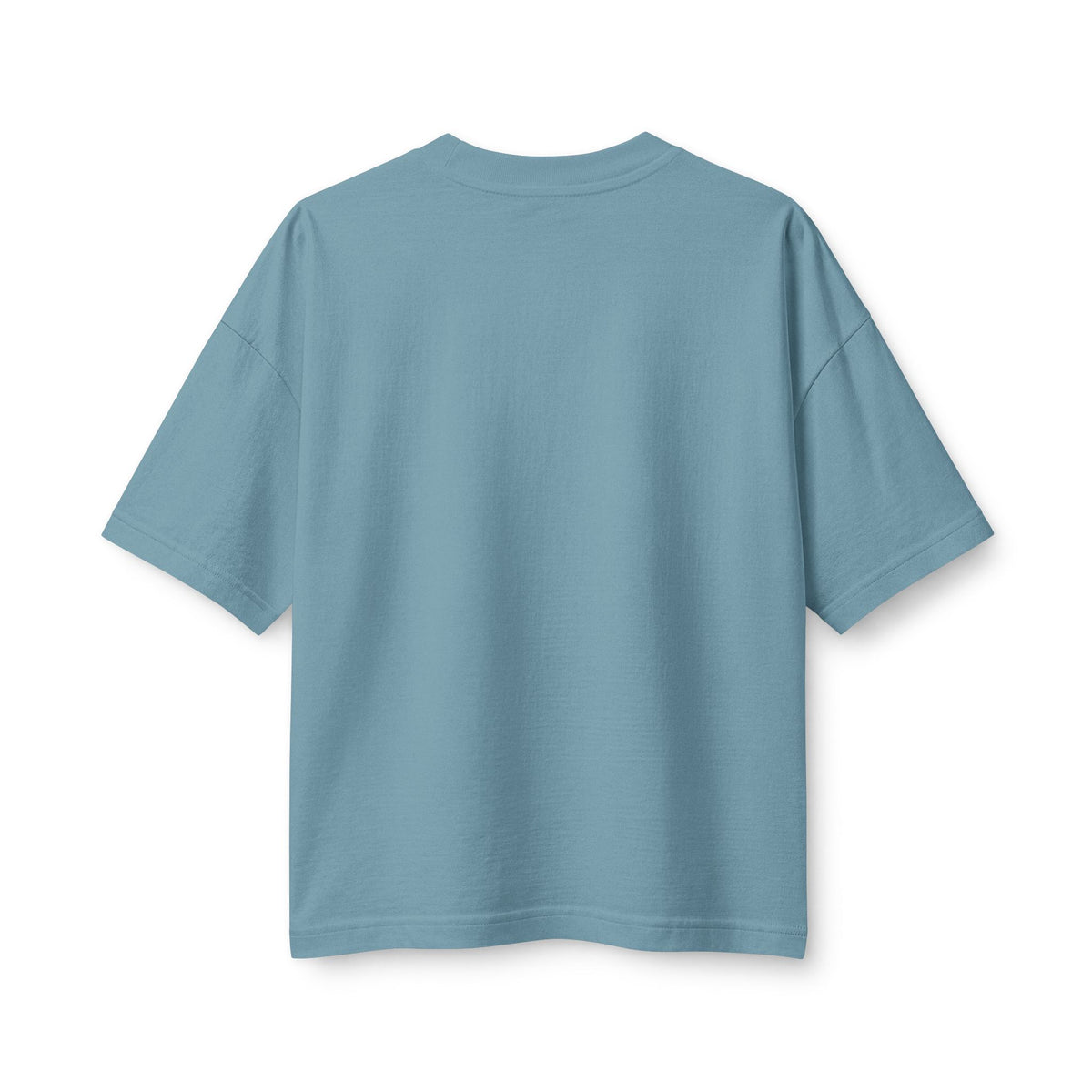 Anchored Women's Boxy Tee, Vintage Denim, back view, ANCHORED. (EVEN WHEN MY LEASH ISN'T.) Hebrews 6:19 (KJV)
