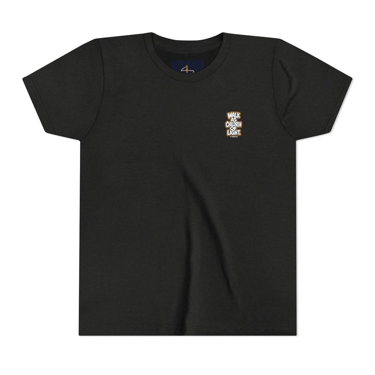 Children of Light Youth Tee, kids' t-shirt, Black Heather, front view, WALK AS CHILDREN OF LIGHT., Ephesians 5:8 (KJV)