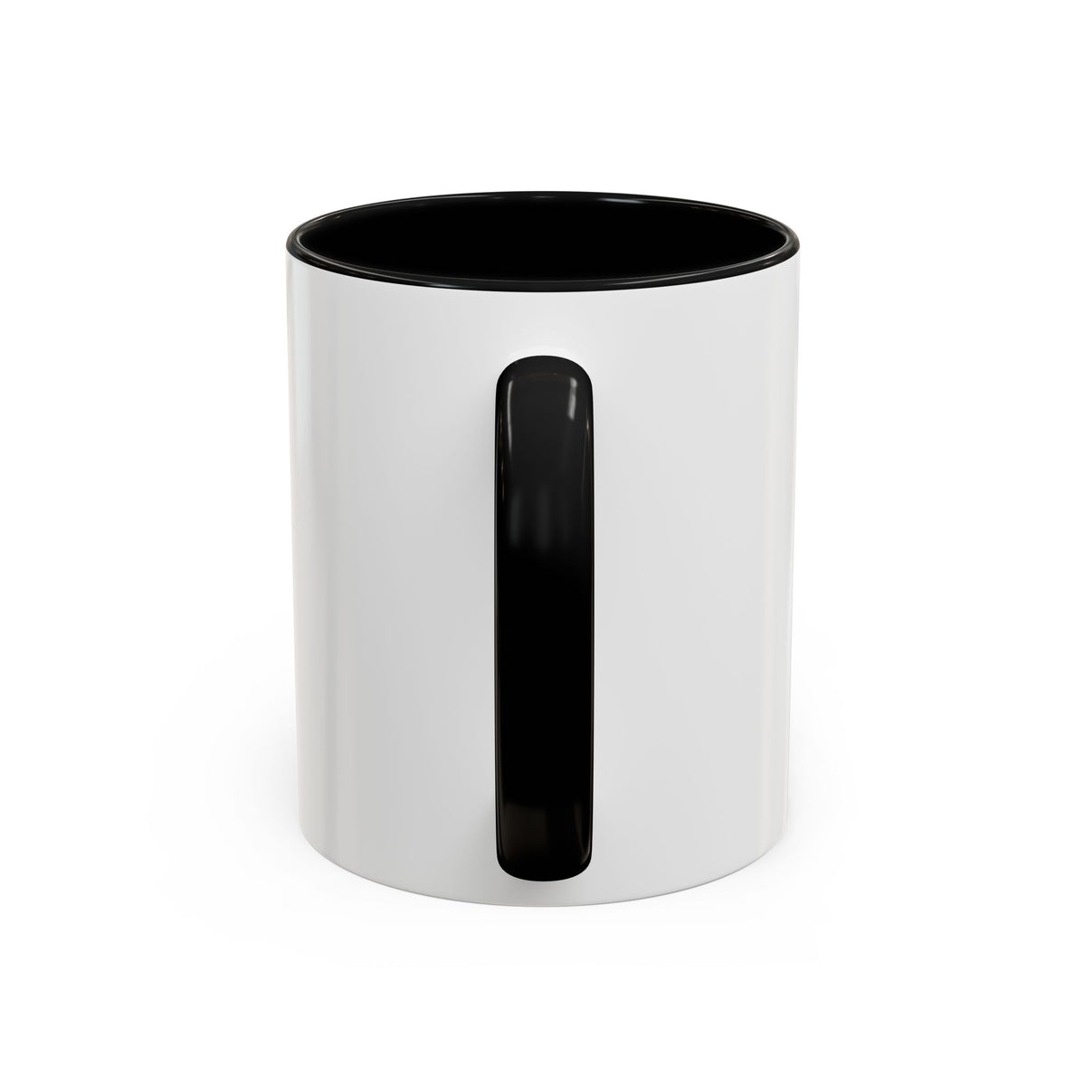 Blessed & Caffeinated Mug, mug, Black inside and handle, handle view, BLESSED & CAFFEINATED, Lamentations 3:22-23 (KJV)