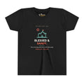 Blessed & Sandy Youth Tee, Black, front view, BLESSED & SANDY., Psalm 118:24 (KJV)