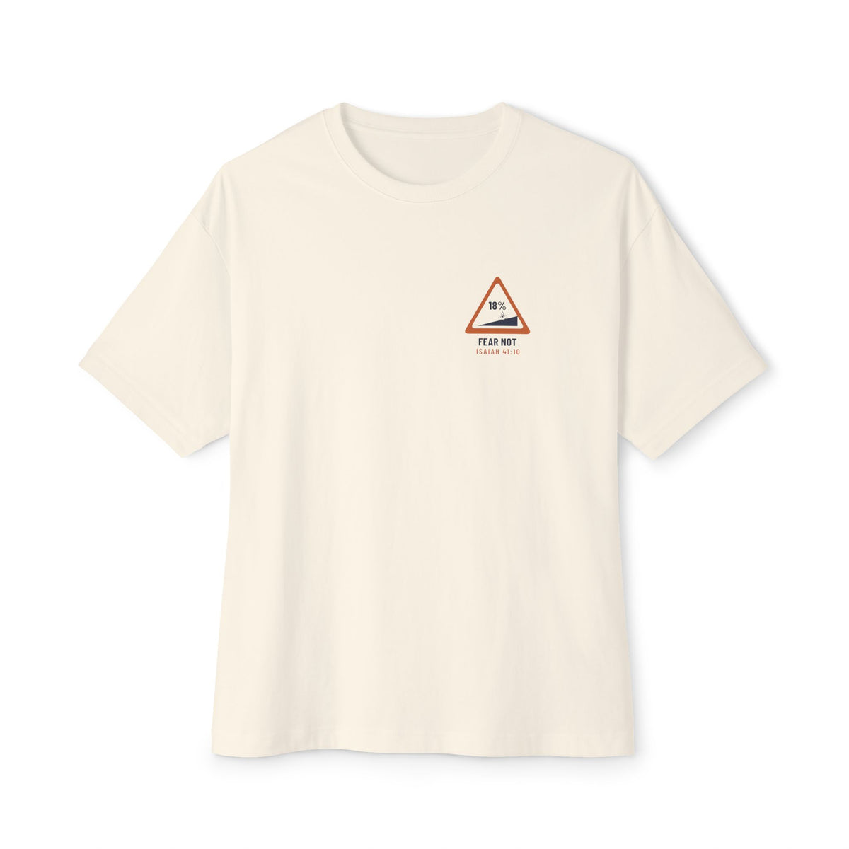 Fear Not the Hill Cycling Tee, Natural, front view, FEAR NOT THE HILL. (THE DESCENT IS ANOTHER STORY.) Isaiah 41:10 (KJV)