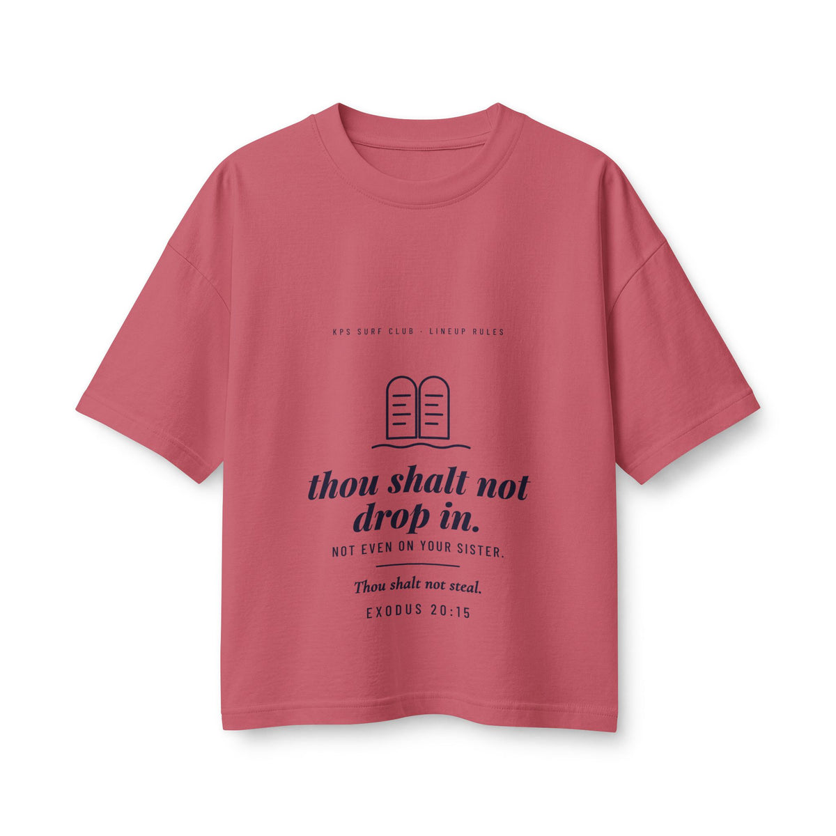 Thou Shalt Not Drop In Women's Boxy Tee, Vintage Red, front view, THOU SHALT NOT DROP IN. NOT EVEN ON YOUR SISTER. Exodus 20:15 (KJV)