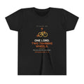 One Lord, Two Training Wheels Youth Tee, Black, front view, ONE LORD. TWO TRAINING WHEELS. Ephesians 4:5 (KJV)