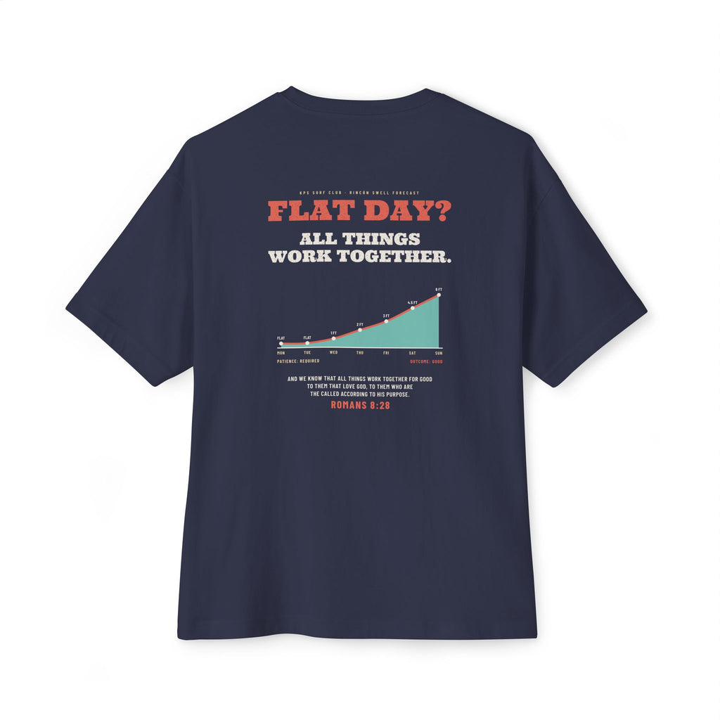 Flat Day? All Things Work Together Surf Tee, Navy, back view, FLAT DAY? ALL THINGS WORK TOGETHER., Romans 8:28 (KJV)