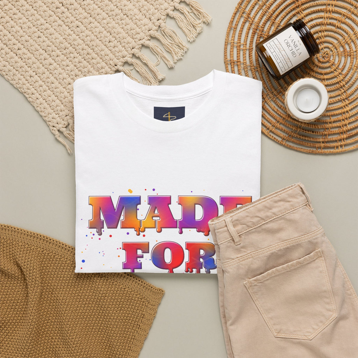 Made for His Glory Tee, t-shirt, White, lifestyle photo, MADE FOR HIS GLORY., Isaiah 43:7 (KJV)