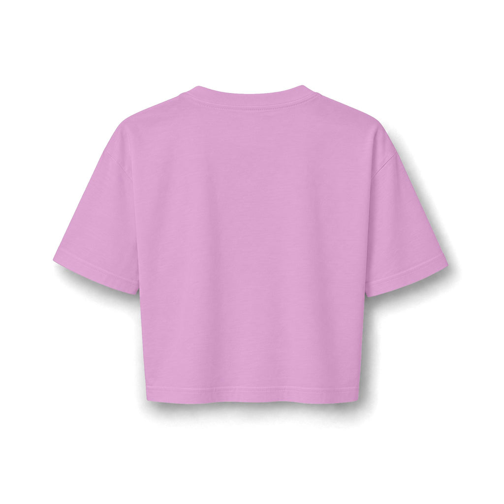 In Him Crop Tee, Faded Powder Pink, back view, IN HIM. MY STRENGTH IS IN HIM. DEFINITELY NOT IN MY KNEES. Habakkuk 3:19 (KJV)