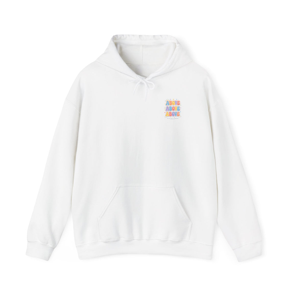 Things Above Hoodie, hoodie, White, front view, THINGS ABOVE., Colossians 3:2 (KJV)