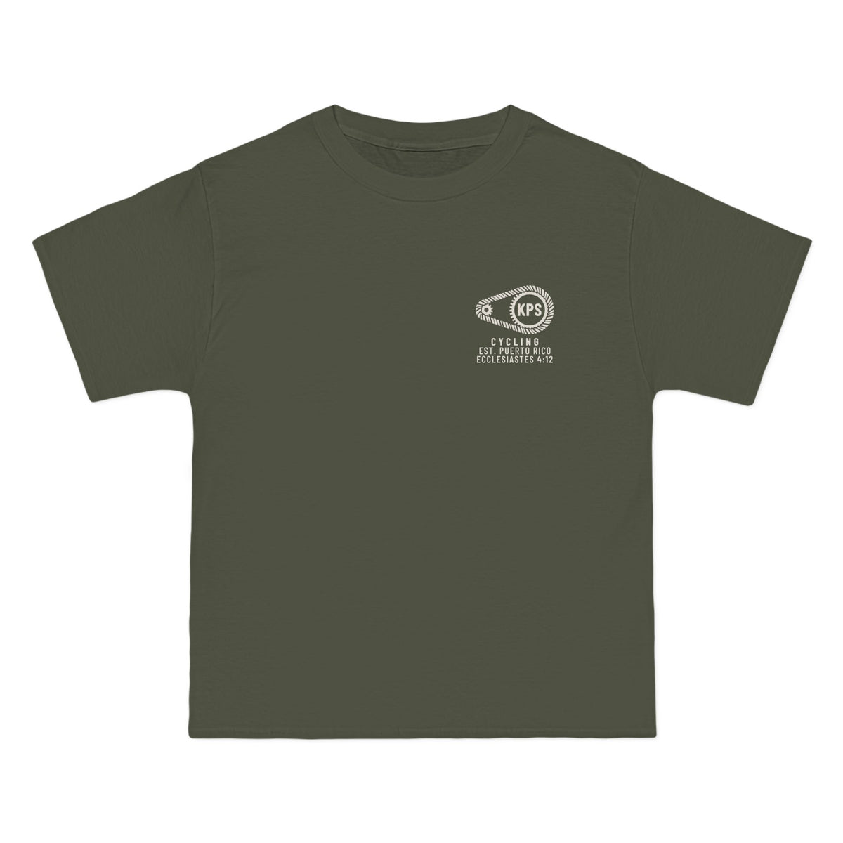 Headwind Worketh Patience Cycling Tee, Fatigue Green, front view, HEADWIND WORKETH PATIENCE. Romans 5:3 (KJV)