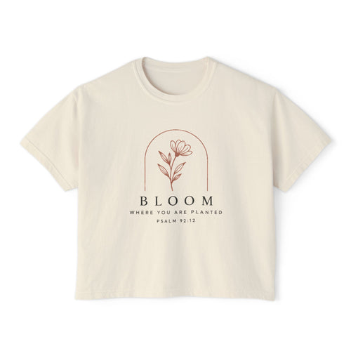 Bloom Tee, t-shirt, Ivory, front view, BLOOM., Psalm 92:12 (KJV)