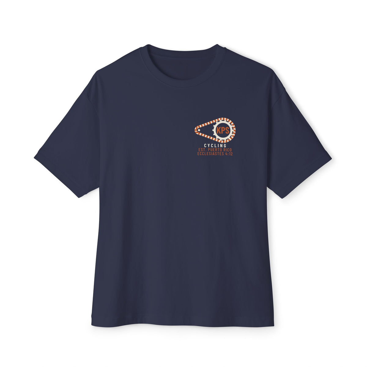 Night Ride Cycling Tee, Navy, front view, NIGHT RIDE. (FRONT LIGHT. REAR LIGHT. TRUE LIGHT.) Psalm 119:105 (KJV)